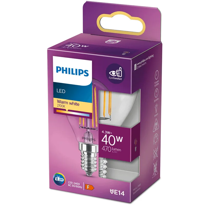 Ampoule E14 Sphérique Vintage Filament LED P45 4.3W | leonleds.com