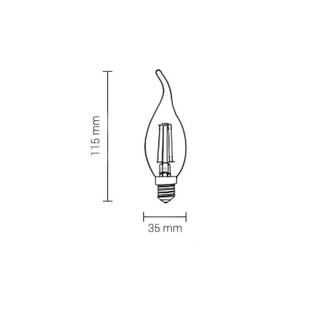 Ampoule led e14 4w (30w) filament flamme coup de vent blanc naturel 4500k