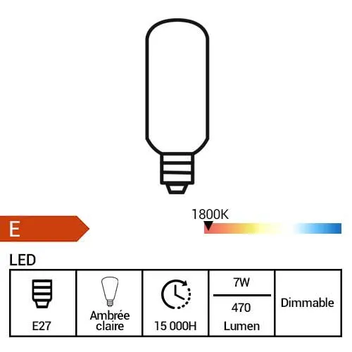 Ampoule LED filament dimmable PHILIPS Vintage E27 6,5W(=40W) 470lm LEDbulb Giant tube - 313804