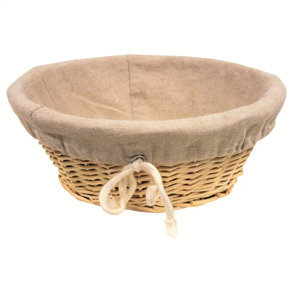 Banneton en osier naturel avec tissu en toile de jute Ø25x9cm