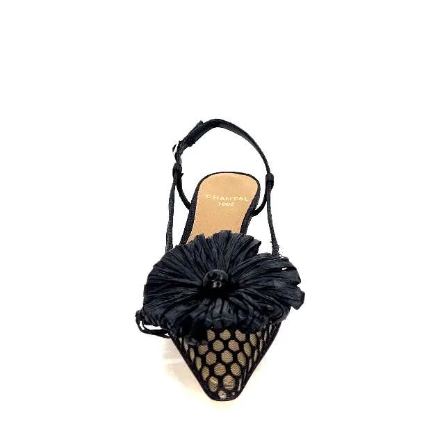 Chantal 2211 Textile Noir Raffia Noir