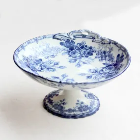 Compotier ancien aux fleurs bleues