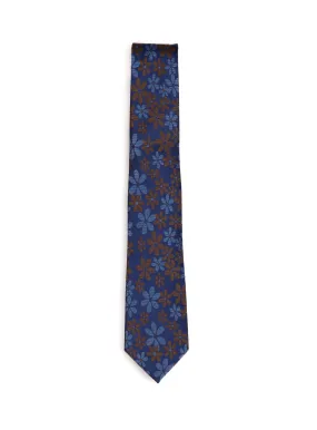 Cravate bleue à fleurs multiples