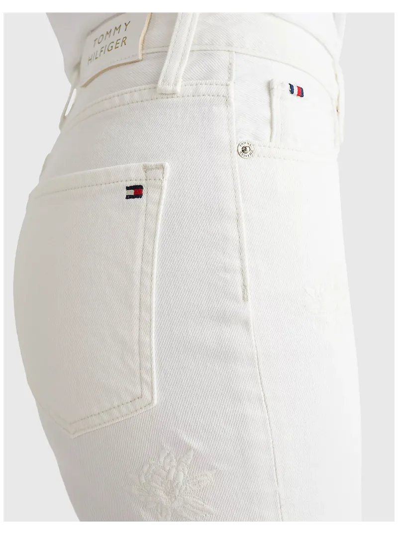 Jean Gramercy mom brodé fleurs Tommy Hilfiger