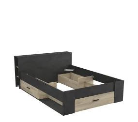 Lit 140x190 Cm Pocket Naturel Et Noir - Noir
