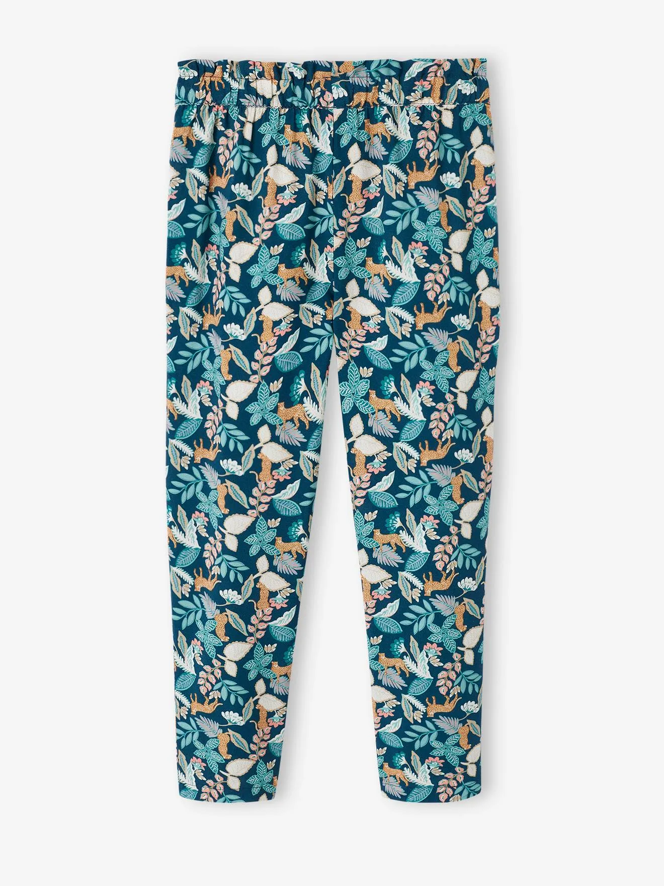 Pantalon fluide imprimé fleurs fille vert - Vertbaudet