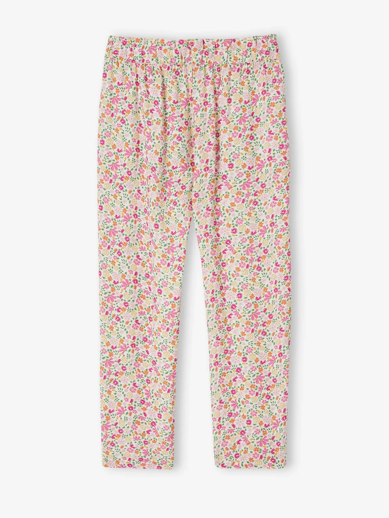 Pantalon fluide imprimé fleurs fille vert - Vertbaudet