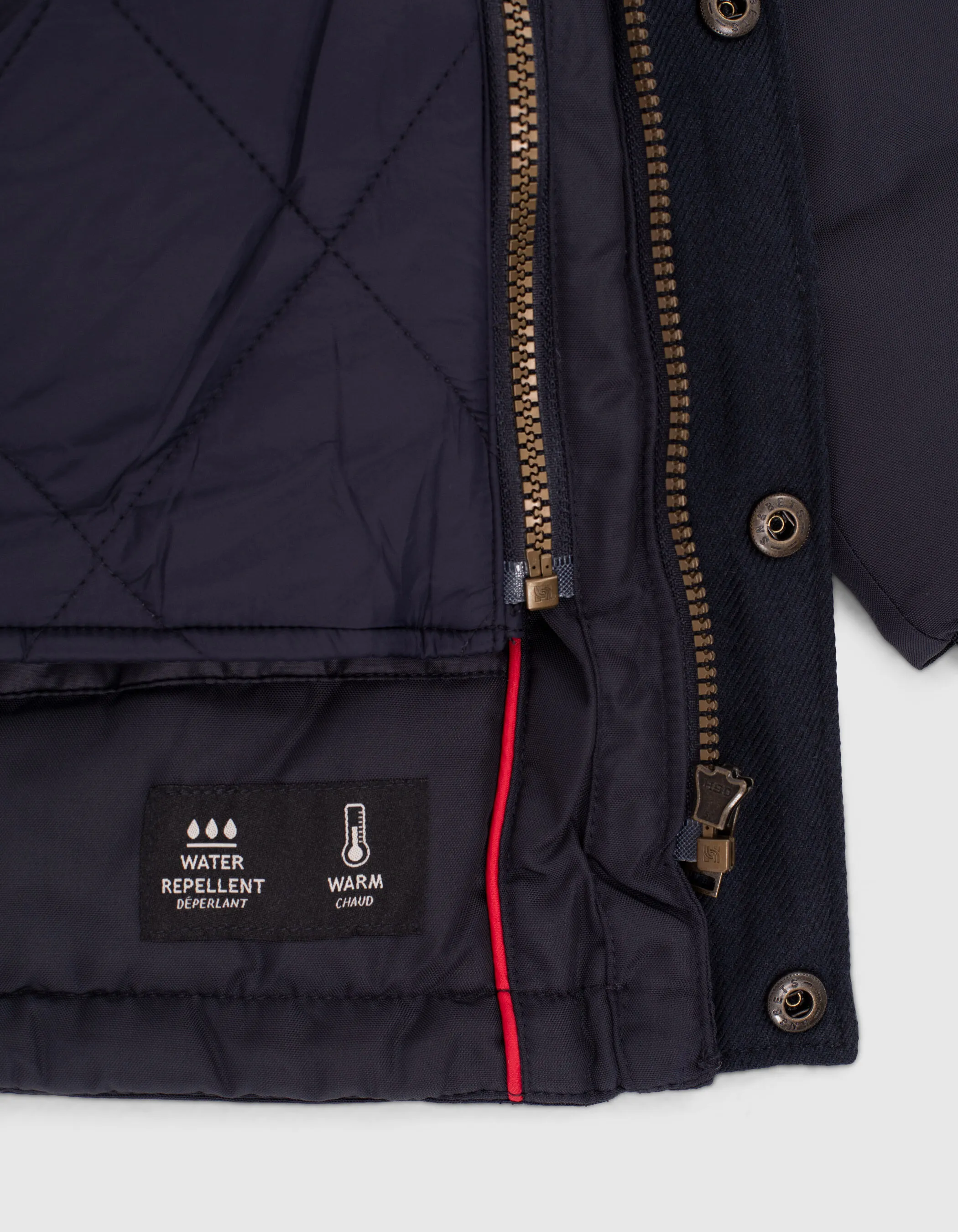 Parka 2 en 1 navy sous-doudoune rouge damier garçon