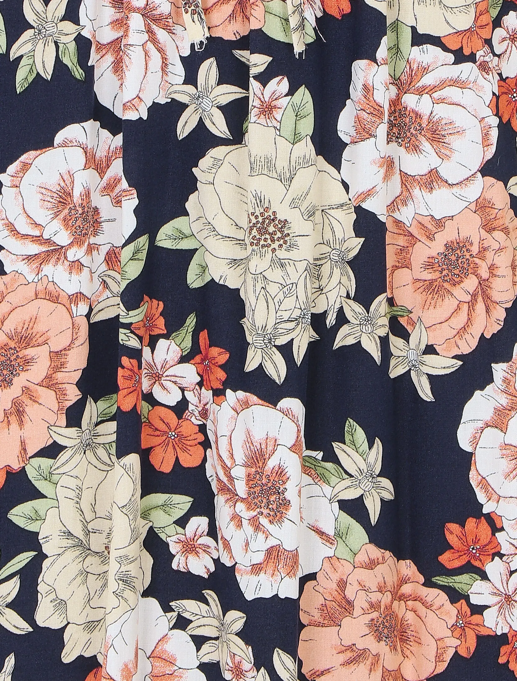 Robe longue imprimé multi-fleurs - Marine