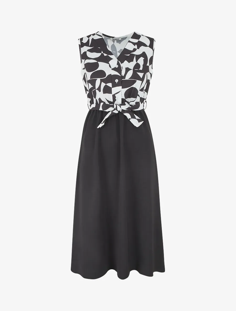 Robe sans manches à buste boutonné - Noir