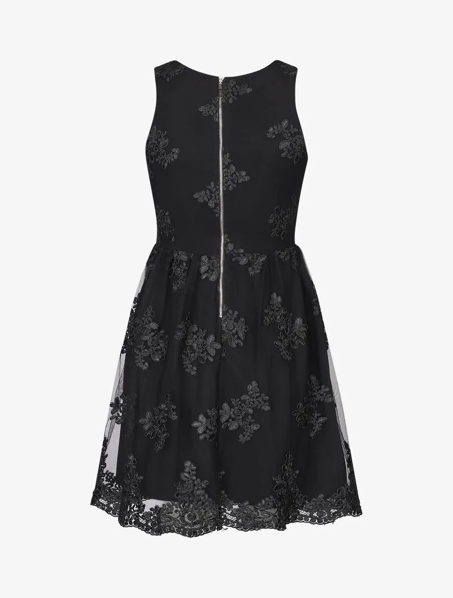 Robe voile brodé noir - noir