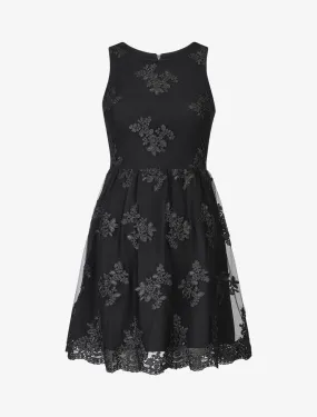 Robe voile brodé noir - noir