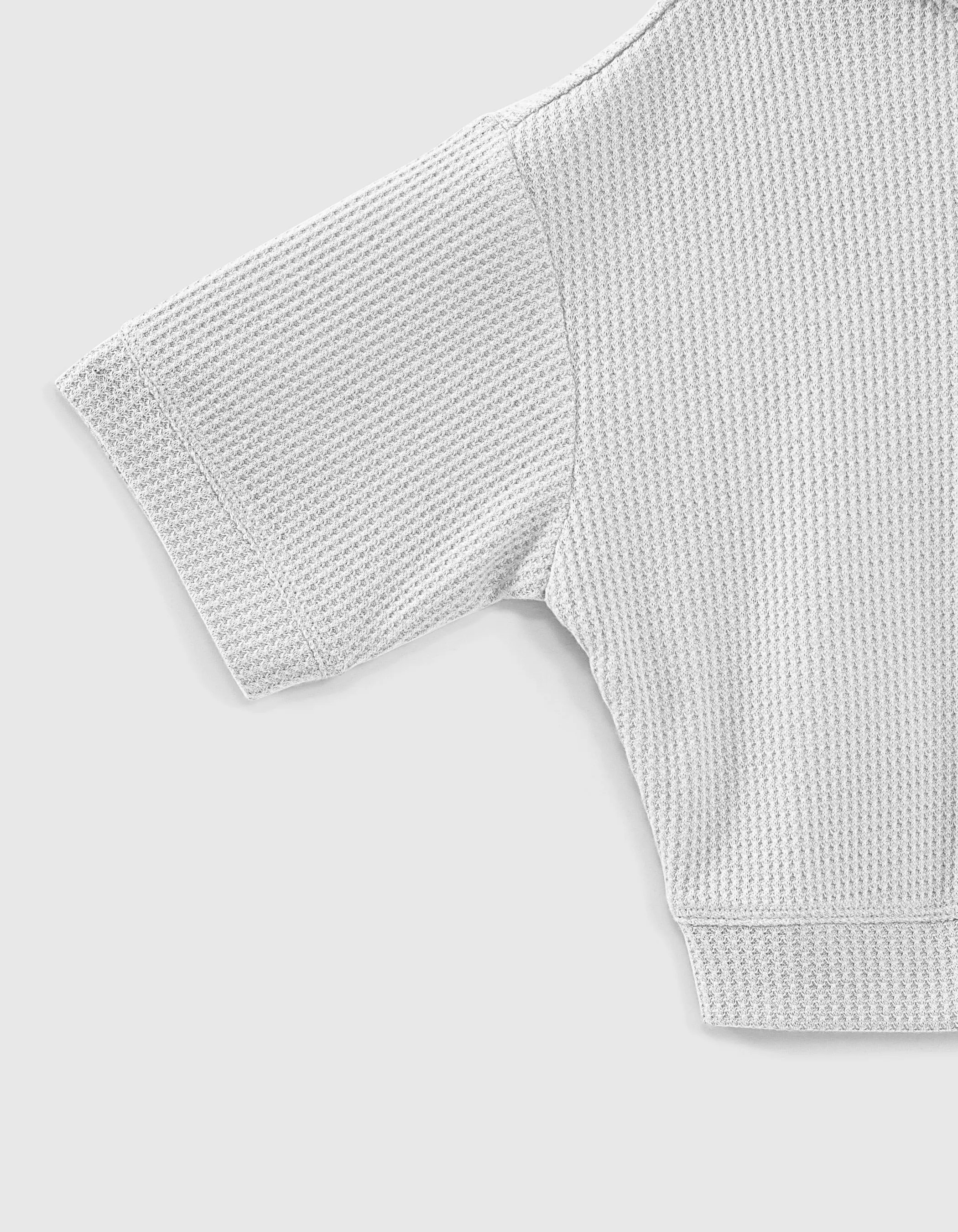 Sweat court gris chiné moyen nid d'abeille fille