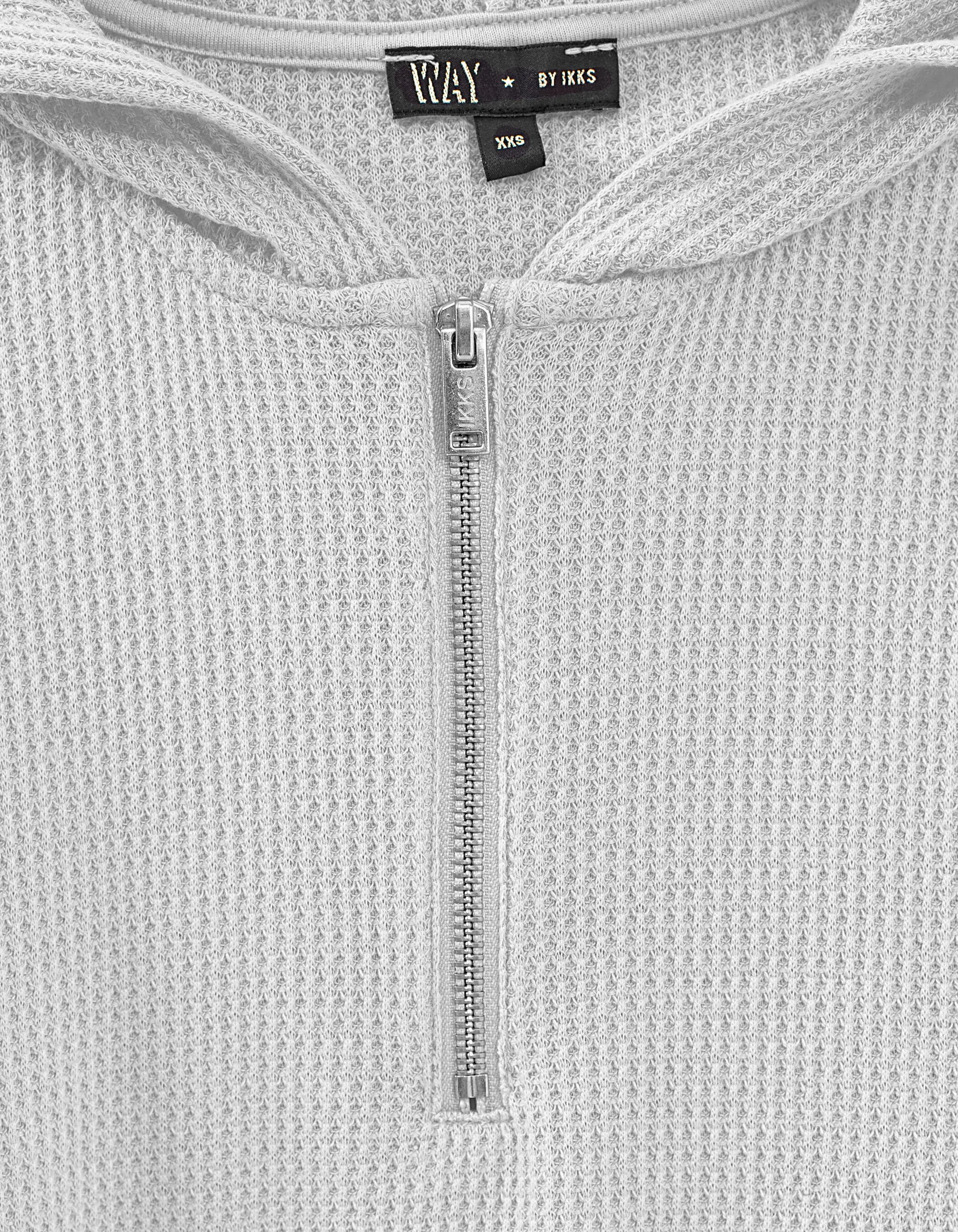 Sweat court gris chiné moyen nid d'abeille fille